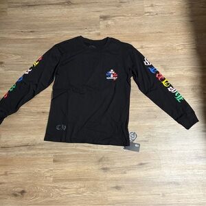 Chrome Hearts Black Long Sleeve Tee with Multicolor Graphics